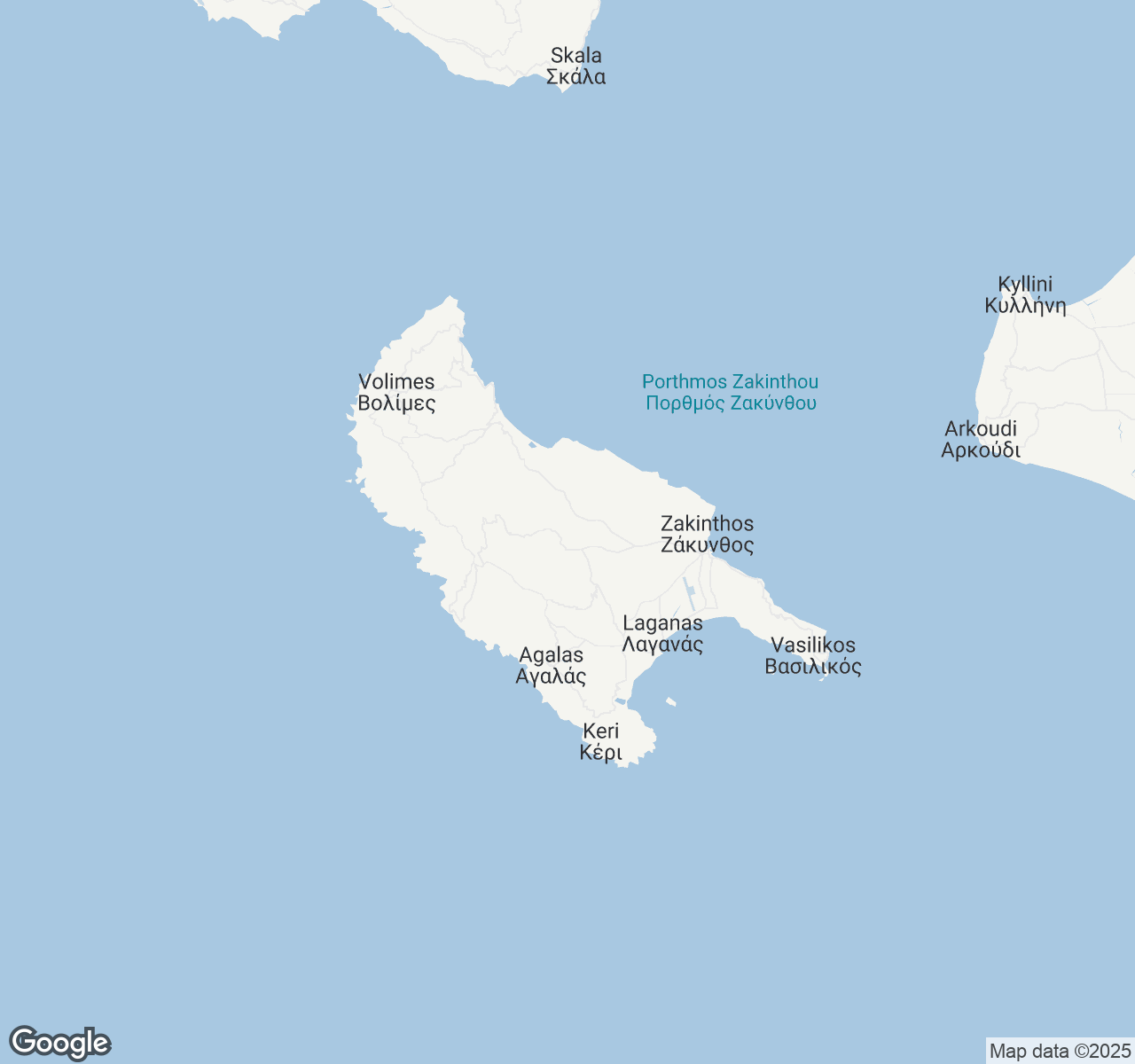 Map of Zakynthos (Zante)