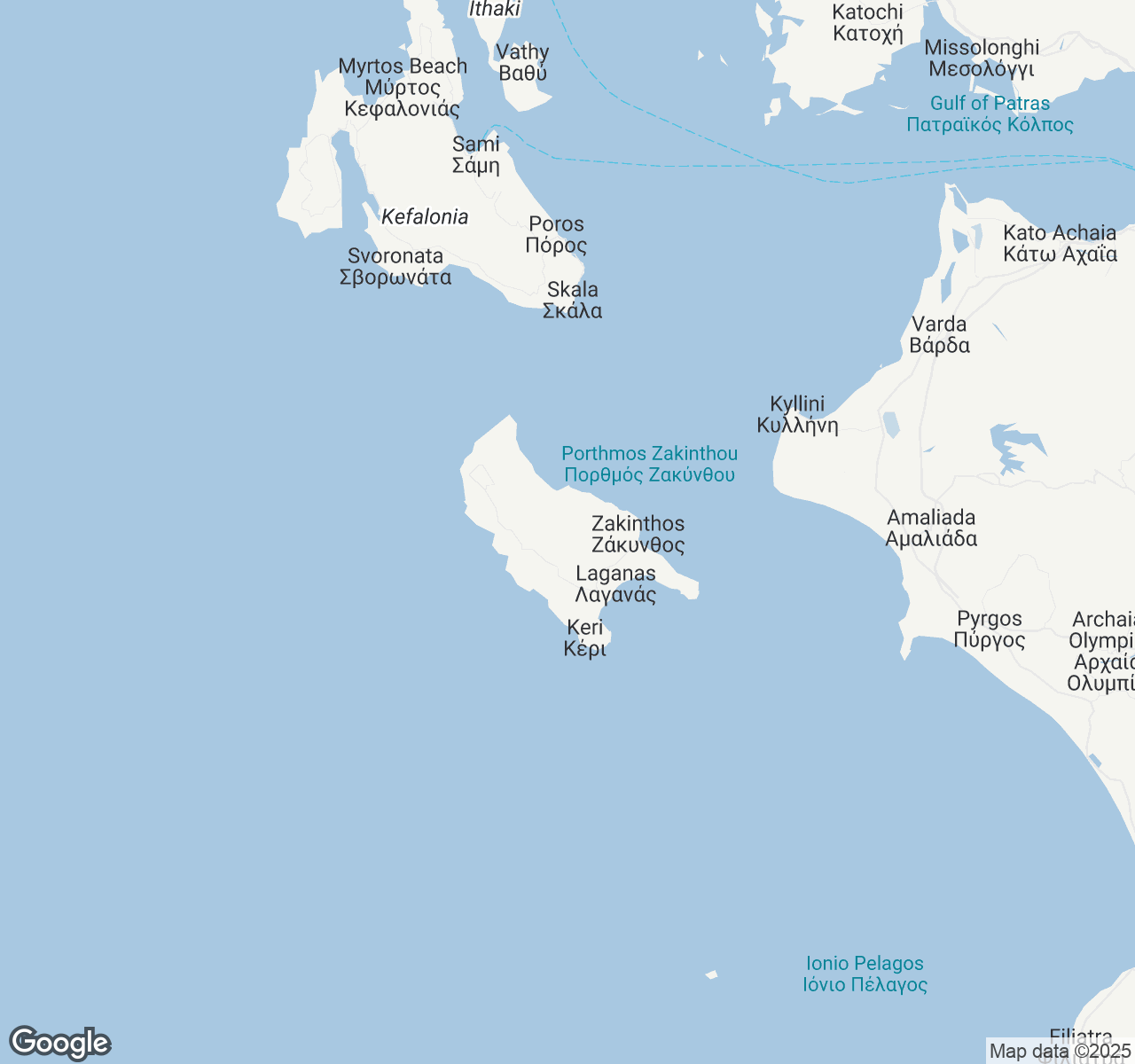 Map of Zakynthos (Zante)